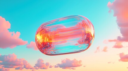 Poster - Liquid Chrome Rainbow Reflection, a vibrant display of colorful reflections on a smooth metallic surface, showcasing an interplay of light and color in an open environment