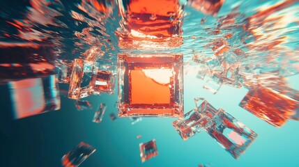 Poster - Multidimensional Prism Reflections, vibrant light spectrum in open space, dynamic interplay of colors and shapes, captivating visual experience of refracted light patterns