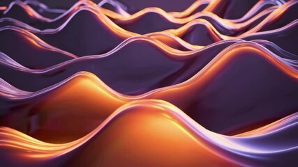 Poster - Fluid purple waves with orange highlights in abstract 3d render. Artistic decor concept