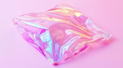Poster - Iridescent Plastic Wrap, shimmering surface reflecting light, vibrant colors shifting with angles, smooth texture creating a captivating visual effect, versatile for creative displays
