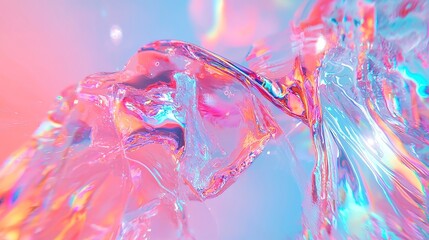 Poster - Soft Rainbow Holographic Blur, an ethereal blend of pastel colors swirling in a gentle haze, creating a dreamlike atmosphere in an open expanse filled with light.