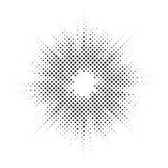 Poster - Halftone Background. Glowing light Halftone effect. Abstract grunge Starburst halftone dots background set. Star Flare, Shine light halftone texture. Retro background, pop art style.
