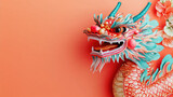 Colorful chinese dragon celebrating lunar new year on orange background