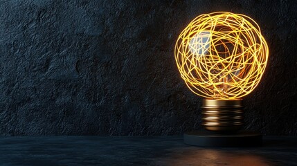Poster - A bright light bulb illuminating the darkness against a deep black background for a striking visual impact