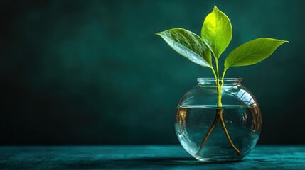 Poster - A lush green plant nestled in a clear glass vase representing growth and endless future opportunities awaiting discovery