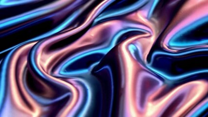 Poster - Iridescent abstract silk fabric with pink and blue hues, futuristic art concept