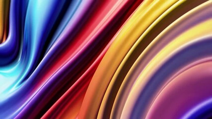 Poster - Colorful flowing silk-like fabric with vibrant hues, abstract art background. Creativity and design concept