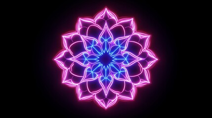 Poster - A symmetrical kaleidoscope pattern made of neon shapes