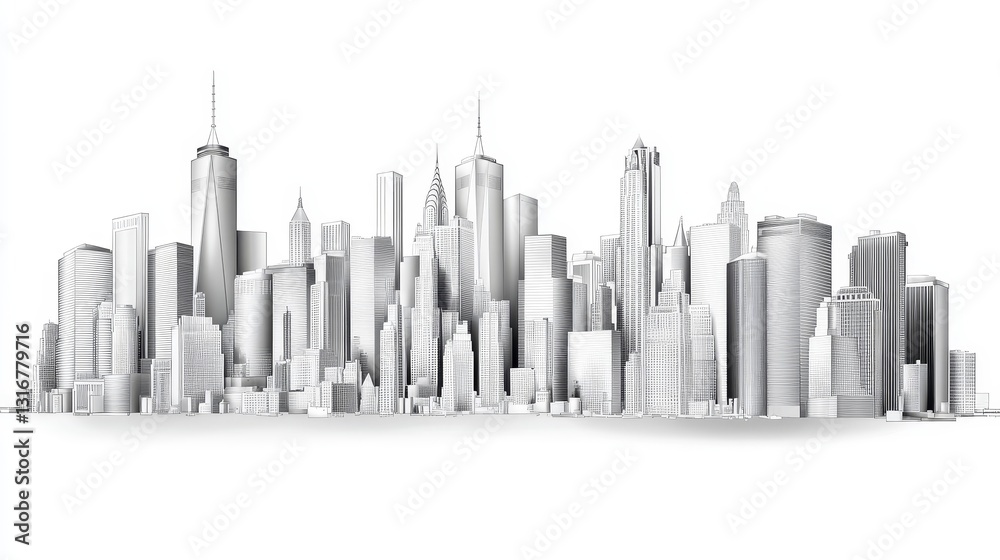 New York City Skyline Drawing Line Art - Single line drawing of NYC ...