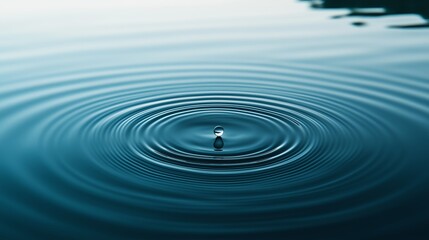 Poster - A minimalist single droplet creating ripples in a still lake