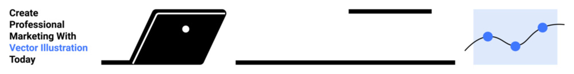 Poster - sleek laptop, lines, and growth chart elements conveying data analysis, marketing strategies, and pr