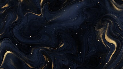 Poster - A liquid marble texture with metallic gold and deep blue swirls