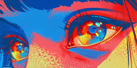 Poster - Vibrant Eye Illustration with Bold Colors and Detailed Features