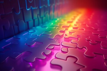 Aufkleber - Colorful Abstract Puzzle Pieces with Gradient Lighting Effect