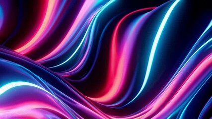 Aufkleber - Vibrant neon light waves in motion, abstract colorful background. Futuristic design concept