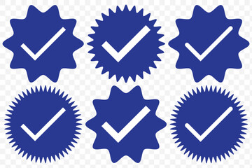 Poster - Checkmark icon. Blue check mark vector set. Checked checkbox sign. Approved symbol. Isolated v checkmark icon. EPS 10.