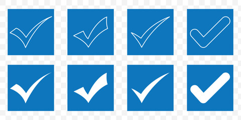 Poster - check mark icon vector set. check box icon with right or yes checkmark icons. tick box, checkbox sym