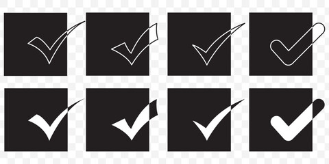Poster - check mark icon vector set. check box icon with right or yes checkmark icons. tick box, checkbox sym