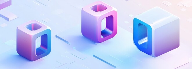 Poster - abstract 3d cubes with gradient colors.