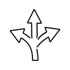 Poster - Three way vector icon. Direction arrow outline.
