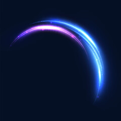 Poster - Bright blue glow rays light trace bright motion. Glowing bright swirl for game interface design and illustrations. Vector