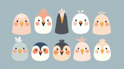 Poster - a collection of adorable birds with various designs and colors
