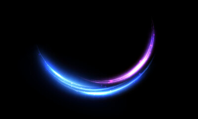 Fototapete - Bright blue glow rays light trace bright motion. Glowing bright swirl for game interface design and illustrations. Vector