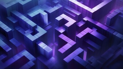 Poster - Abstract 3D rendering of a complex maze-like structure with purple and blue hues.