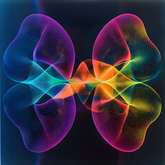 Wall Mural - A colorful, abstract image of two hearts with rainbow colors