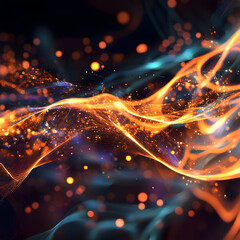 Wall Mural - A colorful, swirling line of fire with bright orange and blue sparks