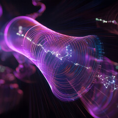 Wall Mural - A purple and blue glowing tube with a spiral design