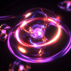 Wall Mural - A colorful, glowing sphere with a purple center