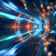 Wall Mural - A blue and orange spiral with a bright light in the center