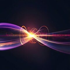 Wall Mural - A colorful wave of light with a red sun in the middle