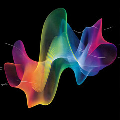 Wall Mural - A colorful, rainbow-like wave is displayed on a black background