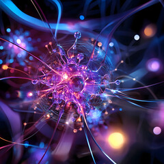 Wall Mural - A colorful, abstract image of a brain with many small spheres