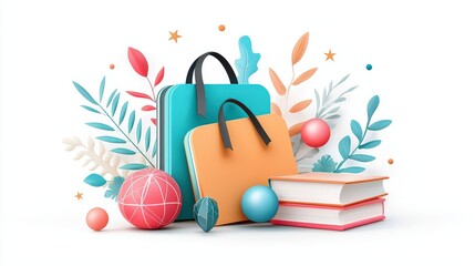 Poster - Minimal 'Happy New School Year' illustration with gentle gradient colors and textured design elements. The professional, inviting style is perfect for school promotions or educational materials.