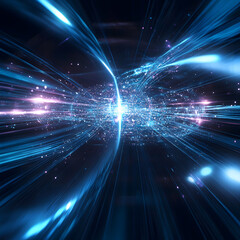 Wall Mural - A blue and pink light show with a bright star in the middle