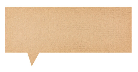 Poster - Blank cut out brown cardboard paper speech bubble with rough texture and copy space for text on transparent png background design element
