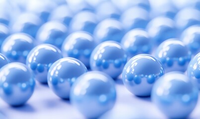 Poster - Abstract background of many shiny light blue spheres.