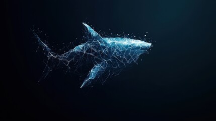 Poster - Digital shark visualization underwater 3d artwork abstract close-up technology in marine life