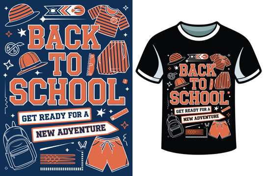 Back to School graphic for t-shirt design, modern print, vector illustration 
