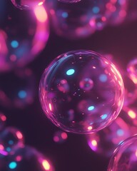 Poster - Colorful Abstract Bubbles with Light Reflections and Glow Effects