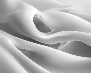 Poster - Soft White Fabric Texture with Flowing Curves and Shadows