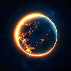Wall Mural - earth illuminated against the dark cosmic canvas of space with a glowing aura highlighting the night