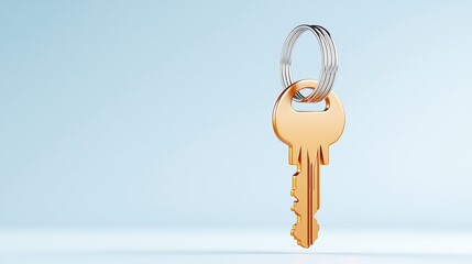 Poster - Modern 3D flat key design, minimalist and sleek with a rounded head and detailed teeth, isolated on a white background, 8K.