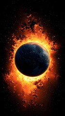 Wall Mural - isolated planet floating in the middle of a deep black background evoking a sense of cosmic mystery 