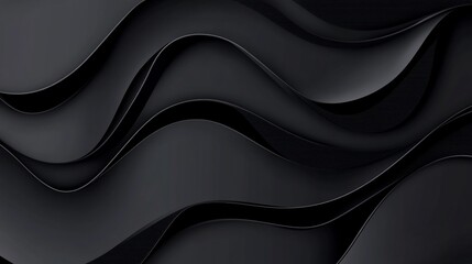 Poster - Abstract Dark Wave Background: Elegant Black Curving Layers Design