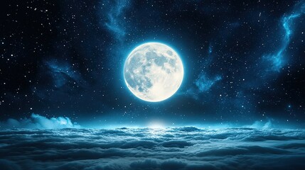 Poster - Modern 3D night sky symbol, smooth moon and stars, elegant darkness, crisp details, floating on a white background, 8K.