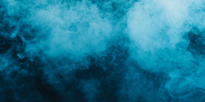 Deep blue abstract background. Dense white smoke with a gradient